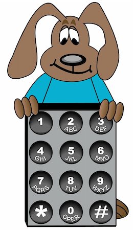 dog cartoon standing behind phone number key pad Stock Photo - Budget Royalty-Free & Subscription, Code: 400-04575045