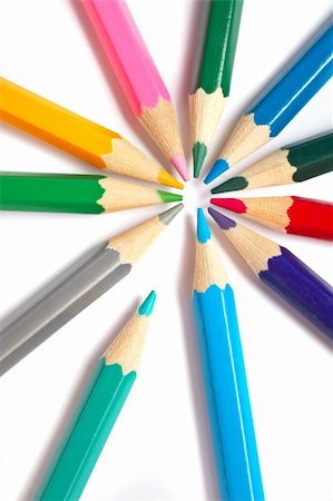 simsearch:400-03947012,k - Assortment of coloured pencils with shadow on white background Stock Photo - Budget Royalty-Free & Subscription, Code: 400-04575058