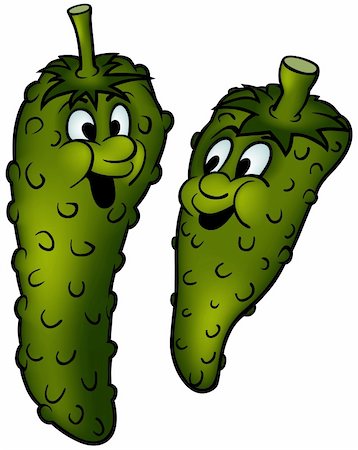funny cartoon vegetables vector - Gherkin - green vegetables, cartoon illustration as vector Stock Photo - Budget Royalty-Free & Subscription, Code: 400-04575051