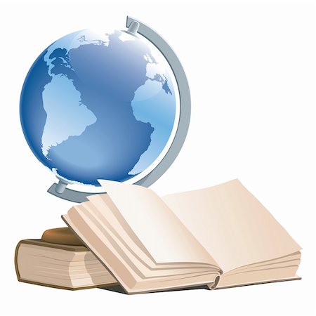 simsearch:400-04018766,k - Illustration of books and globe on a white background. Foto de stock - Super Valor sin royalties y Suscripción, Código: 400-04575355