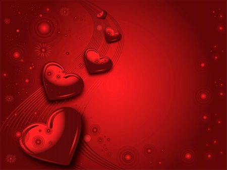 simsearch:400-04777535,k - Red valentines illustraited background with hearts and wave Photographie de stock - Aubaine LD & Abonnement, Code: 400-04575559