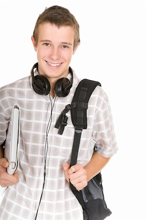 simsearch:400-08404925,k - casual teen preparing to school standing on white background Stock Photo - Budget Royalty-Free & Subscription, Code: 400-04575563