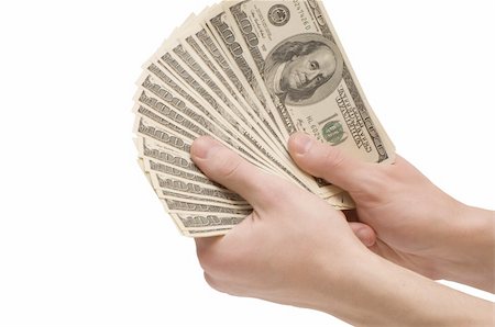 Male hands holding money (dollar banknotes) isolated on white background Photographie de stock - Aubaine LD & Abonnement, Code: 400-04575809