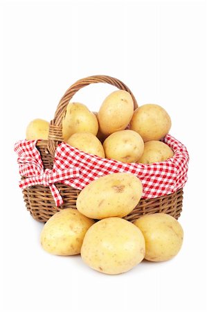 simsearch:400-06701002,k - Raw and fresh potatoes in the basket, isolated on white background Stock Photo - Budget Royalty-Free & Subscription, Code: 400-04576308