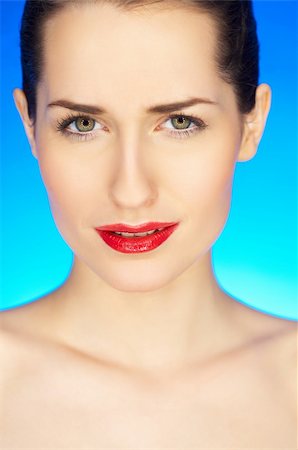 simsearch:400-03983962,k - Portrait of beautiful woman with red lipstick Fotografie stock - Microstock e Abbonamento, Codice: 400-04576449