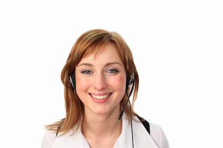 simsearch:400-04129170,k - Business woman on headset talking Fotografie stock - Microstock e Abbonamento, Codice: 400-04577114