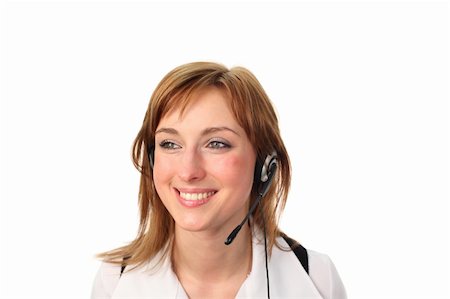 simsearch:400-04129170,k - Business woman on headset talking Fotografie stock - Microstock e Abbonamento, Codice: 400-04577115