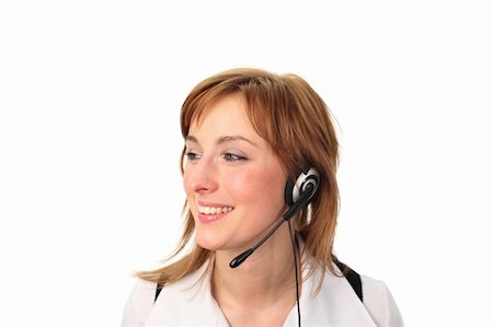 simsearch:400-04129170,k - Business woman on headset talking Fotografie stock - Microstock e Abbonamento, Codice: 400-04577116