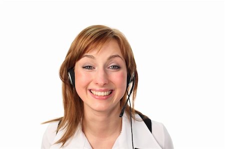 simsearch:400-03912315,k - Business woman on headset talking Photographie de stock - Aubaine LD & Abonnement, Code: 400-04577117