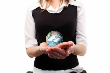 simsearch:400-04043891,k - Studio lite shot of a business woman with a globe in her habd Photographie de stock - Aubaine LD & Abonnement, Code: 400-04577141