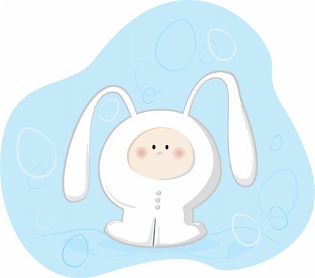 rosy cheeks - Vector Illustration; cartoon child in a bunny costume Stock Photo - Budget Royalty-Free & Subscription, Code: 400-04577551