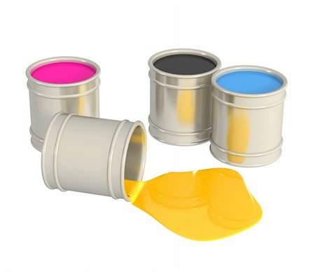 falling paint bucket - Conceptual image - a palette CMYK. Object over white Stock Photo - Budget Royalty-Free & Subscription, Code: 400-04577852