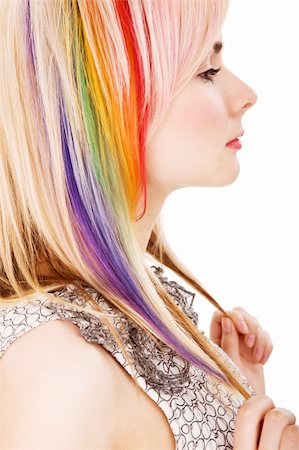 Girl with rainbow haircut on isolated white (XXL size) Foto de stock - Royalty-Free Super Valor e Assinatura, Número: 400-04579061