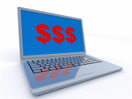 simsearch:400-04237414,k - 3d rendered illustration of a silver laptop with red dollar signs Photographie de stock - Aubaine LD & Abonnement, Code: 400-04579789