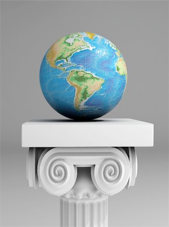 Earth globe on ancient column - 3d render Stock Photo - Budget Royalty-Free & Subscription, Code: 400-04570322