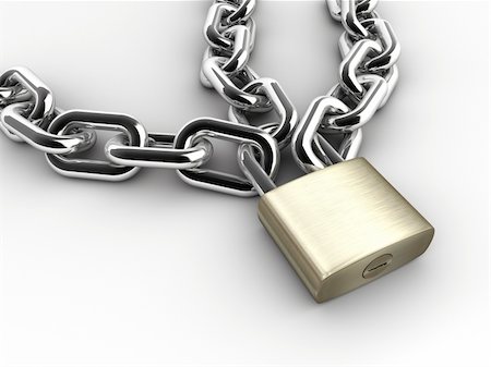 simsearch:400-06921704,k - Chain and padlock on white background - 3d render Foto de stock - Royalty-Free Super Valor e Assinatura, Número: 400-04570373