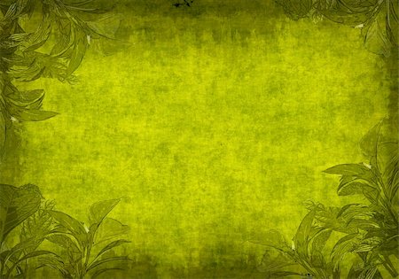 simsearch:400-07513116,k - Grunge background - a sheet of the old paper  with green leaves Stock Photo - Budget Royalty-Free & Subscription, Code: 400-04571021