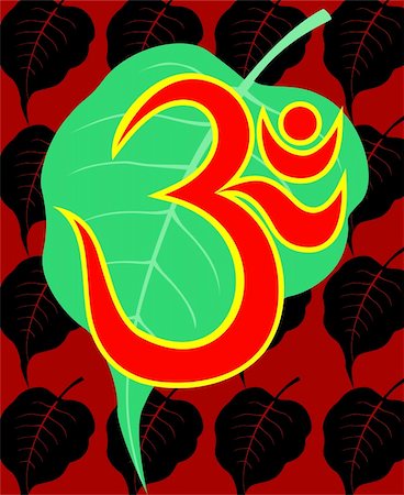 shakti - Illustration of Om in banyan leaf Foto de stock - Super Valor sin royalties y Suscripción, Código: 400-04571113