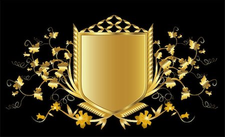 simsearch:400-05260635,k - golden shield design set with various shapes and decoration Stockbilder - Microstock & Abonnement, Bildnummer: 400-04571174