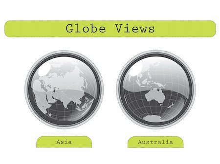 White background with different globe views. You can use the illustrations as logos, buttons, emblems. You can integrate the vectors in other projects too. Stock Photo - Budget Royalty-Free & Subscription, Code: 400-04571430