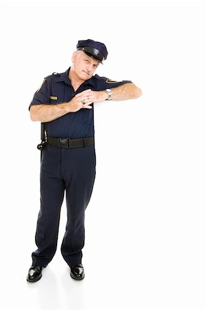 simsearch:400-04559275,k - Handsome, mature policeman isolated, leaning on blank white space.  Insert your sign. Foto de stock - Super Valor sin royalties y Suscripción, Código: 400-04571635
