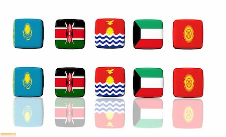 National flags on a white background depicted as buttons.  1 set is isolated, the second set has a white reflective surface. Stock Photo - Budget Royalty-Free & Subscription, Code: 400-04572074