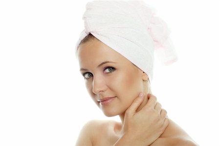 simsearch:400-04359883,k - beauty Portrait of beautiful woman wearing white towel on her head Stock Photo - Budget Royalty-Free & Subscription, Code: 400-04572464