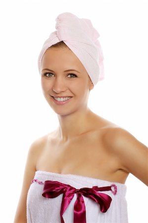 dee21 (artist) - beauty Portrait of beautiful woman wearing white towel on her head Foto de stock - Royalty-Free Super Valor e Assinatura, Número: 400-04572463