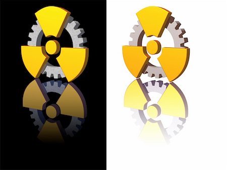 simsearch:400-04071226,k - Atomic gear logo on black and white background - 3d illustration Stock Photo - Budget Royalty-Free & Subscription, Code: 400-04572549