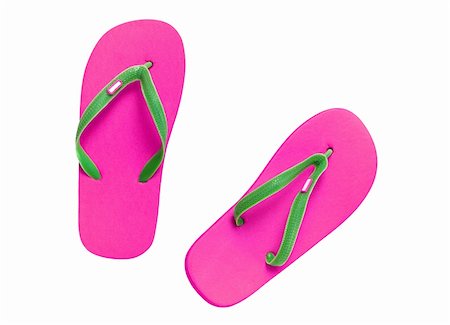 pink flip flops beach - sandals slippers on the white background  (isolated with clipping path) Stock Photo - Budget Royalty-Free & Subscription, Code: 400-04572543