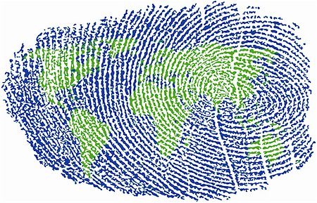 World Map represented in a Fingerprint Stock Photo - Budget Royalty-Free & Subscription, Code: 400-04572595