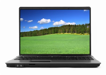 simsearch:400-08997106,k - wide notebook with landscape against white background, natural shadow in front, photo inside is my property Stock Photo - Budget Royalty-Free & Subscription, Code: 400-04572958