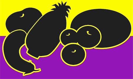 Illustration of silhouette of group of vegetables in display Stock Photo - Budget Royalty-Free & Subscription, Code: 400-04572992