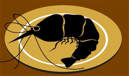 Illustration of silhouette of prawn in a plate Foto de stock - Super Valor sin royalties y Suscripción, Código: 400-04573014
