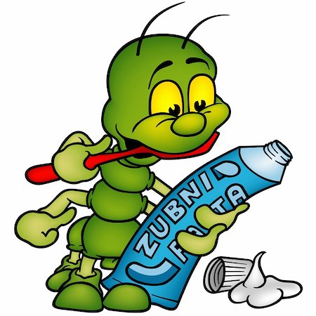 Centipede and tooth paste - brushing of the teeth as colored  illustration - vector Stock Photo - Budget Royalty-Free & Subscription, Code: 400-04573394