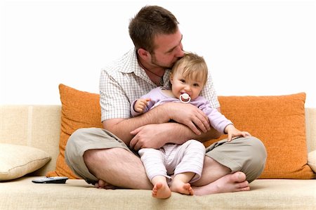 father and baby girl playing on sofa Photographie de stock - Aubaine LD & Abonnement, Code: 400-04573451