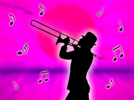 simsearch:400-04564484,k - A trumpet player in the sunset against the sun Foto de stock - Super Valor sin royalties y Suscripción, Código: 400-04573527