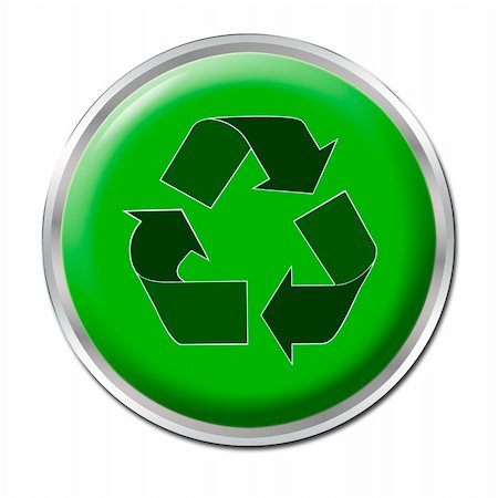 Green button with the symbol for recycling Foto de stock - Royalty-Free Super Valor e Assinatura, Número: 400-04573585