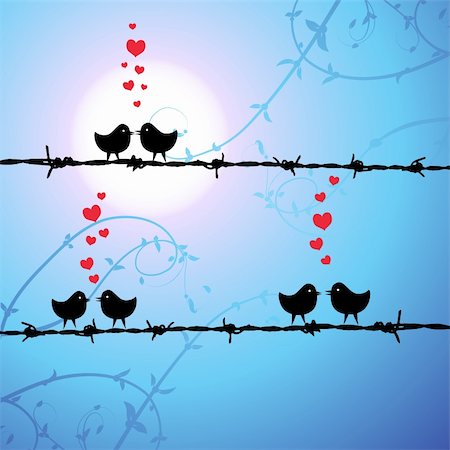 simsearch:400-04238346,k - Love, birds kissing on branch Stock Photo - Budget Royalty-Free & Subscription, Code: 400-04584656