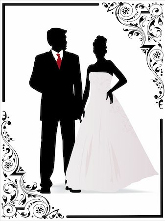 vector frame, Just married good looking couple Stock Photo - Budget Royalty-Free & Subscription, Code: 400-04584685