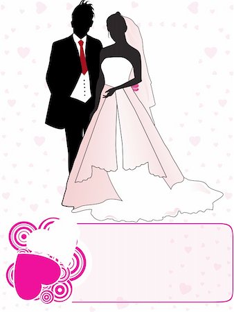 Just married good looking couple, vector wallpaper Stock Photo - Budget Royalty-Free & Subscription, Code: 400-04584904