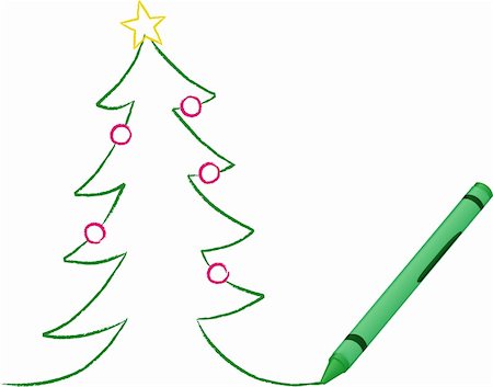 This is a crayon drawn cartoon of a christmas tree - vector illustration Foto de stock - Super Valor sin royalties y Suscripción, Código: 400-04586314