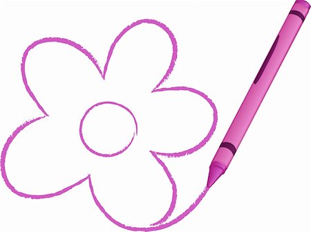 This is a crayon drawn cartoon of a flower - vector illustration Foto de stock - Super Valor sin royalties y Suscripción, Código: 400-04586317