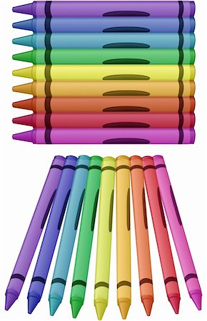 simsearch:400-04386917,k - A variety of crayon colors in two different views - they can be seperated as well. Fotografie stock - Microstock e Abbonamento, Codice: 400-04586311