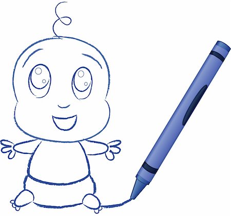 This is a crayon drawn cartoon of a baby - vector illustration Foto de stock - Super Valor sin royalties y Suscripción, Código: 400-04586312