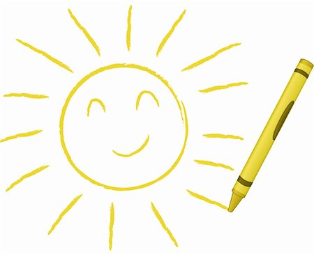 This is a cartoon drawing of a sun and a crayon - vector illustration Stock Photo - Budget Royalty-Free & Subscription, Code: 400-04586329