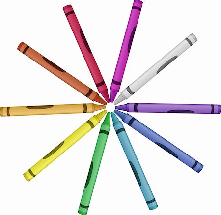 This is a vector illustration of a color wheel made of crayons - isolated on white Foto de stock - Super Valor sin royalties y Suscripción, Código: 400-04586332