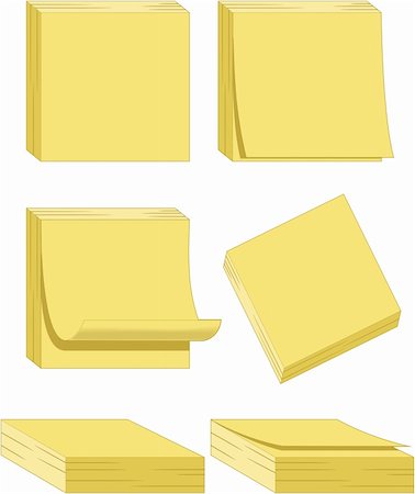 Variety of yellow note pads - vector illustrations Foto de stock - Super Valor sin royalties y Suscripción, Código: 400-04586347