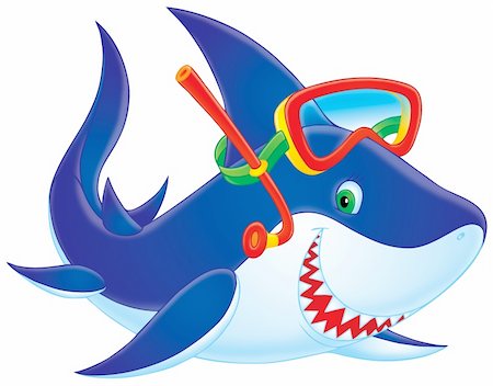 sea animals cartoon shark - Isolated clip-art / funny animal character for your design Stock Photo - Budget Royalty-Free & Subscription, Code: 400-04586783