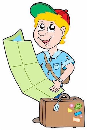 Small traveller on white background - vector illustration. Stock Photo - Budget Royalty-Free & Subscription, Code: 400-04586834